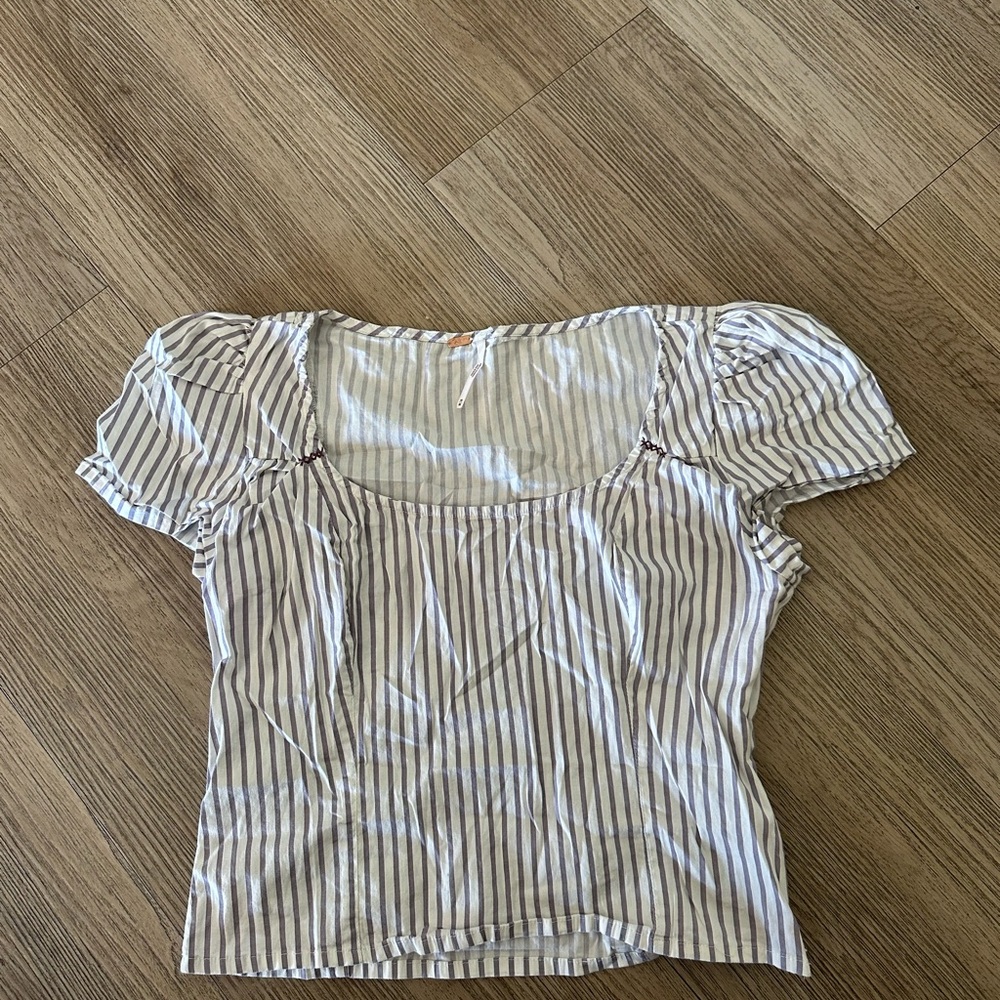 Free People purple and White Striped Blouse